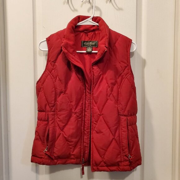 Eddie Bauer Premium Goose Down Quilted Puffer Vest - Bright Red - XS - Picture 2 of 9